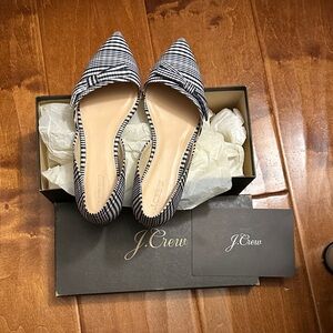 J. Crew Striped Pointed D'Orsay Flats